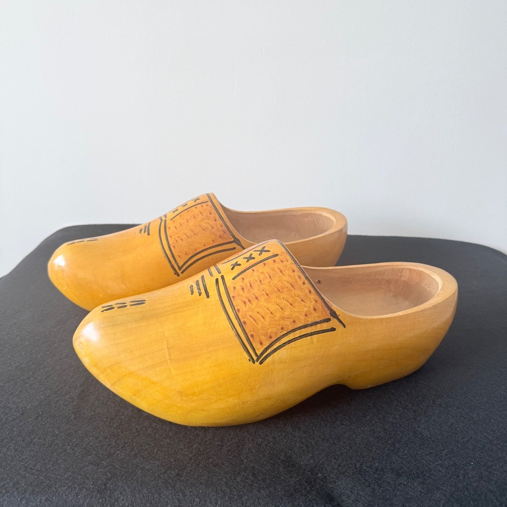 Vintage Wooden Dutch Clogs Hand Painted Folk Art‎ Souvenir Pair - Picture 3 of 12
